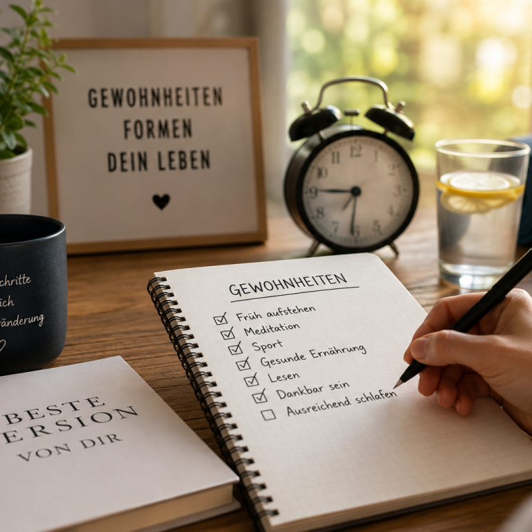 Eine Person meditiert in einem ruhigen Raum, umgeben von natürlichem Licht und Pflanzen.